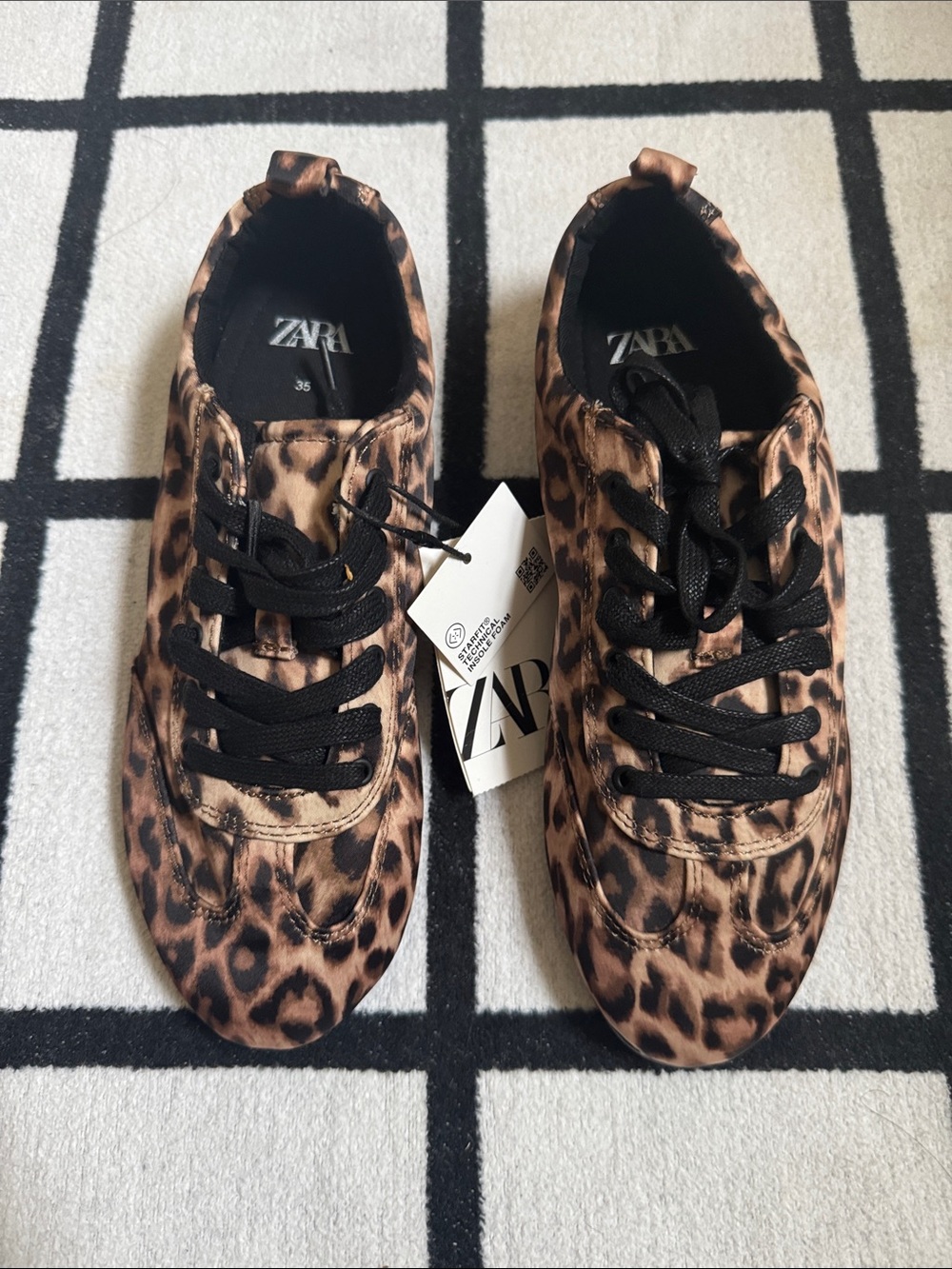 NWT ZARA Leopard-Print Women's Sneakers in Brown and Black size 5